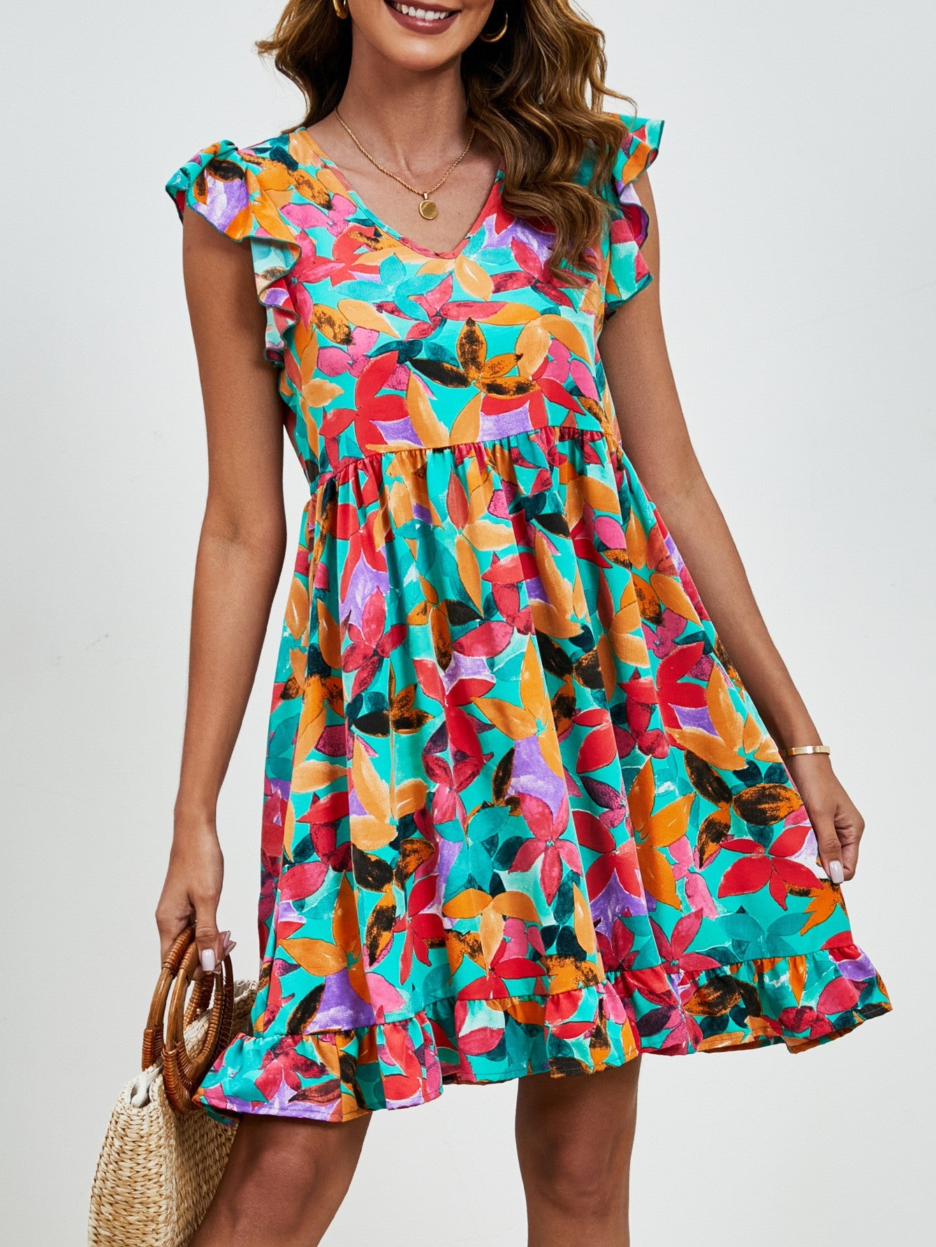 Leaf Print Dress Summer