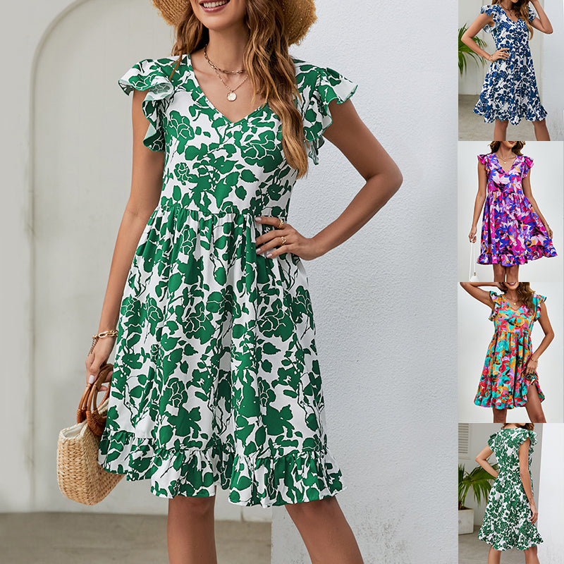 Leaf Print Dress Summer