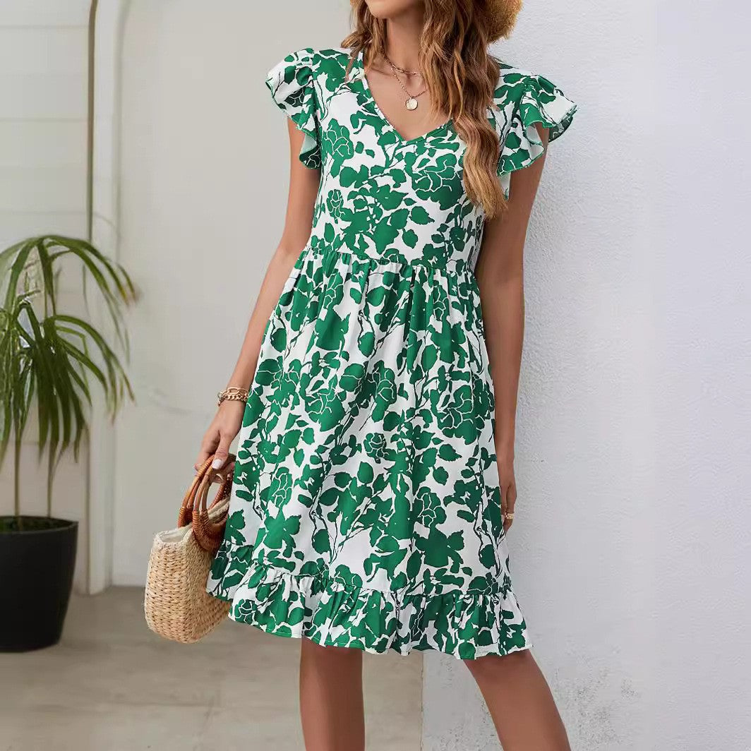 Leaf Print Dress Summer